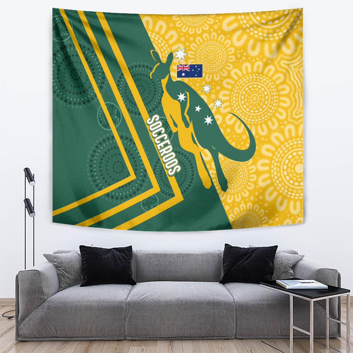 personalised-australia-socceroos-indigenous-tapestry-green-gold