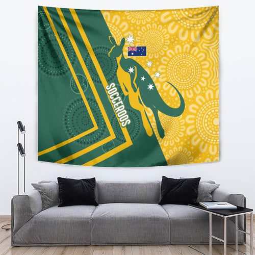 personalised-australia-socceroos-indigenous-tapestry-green-gold