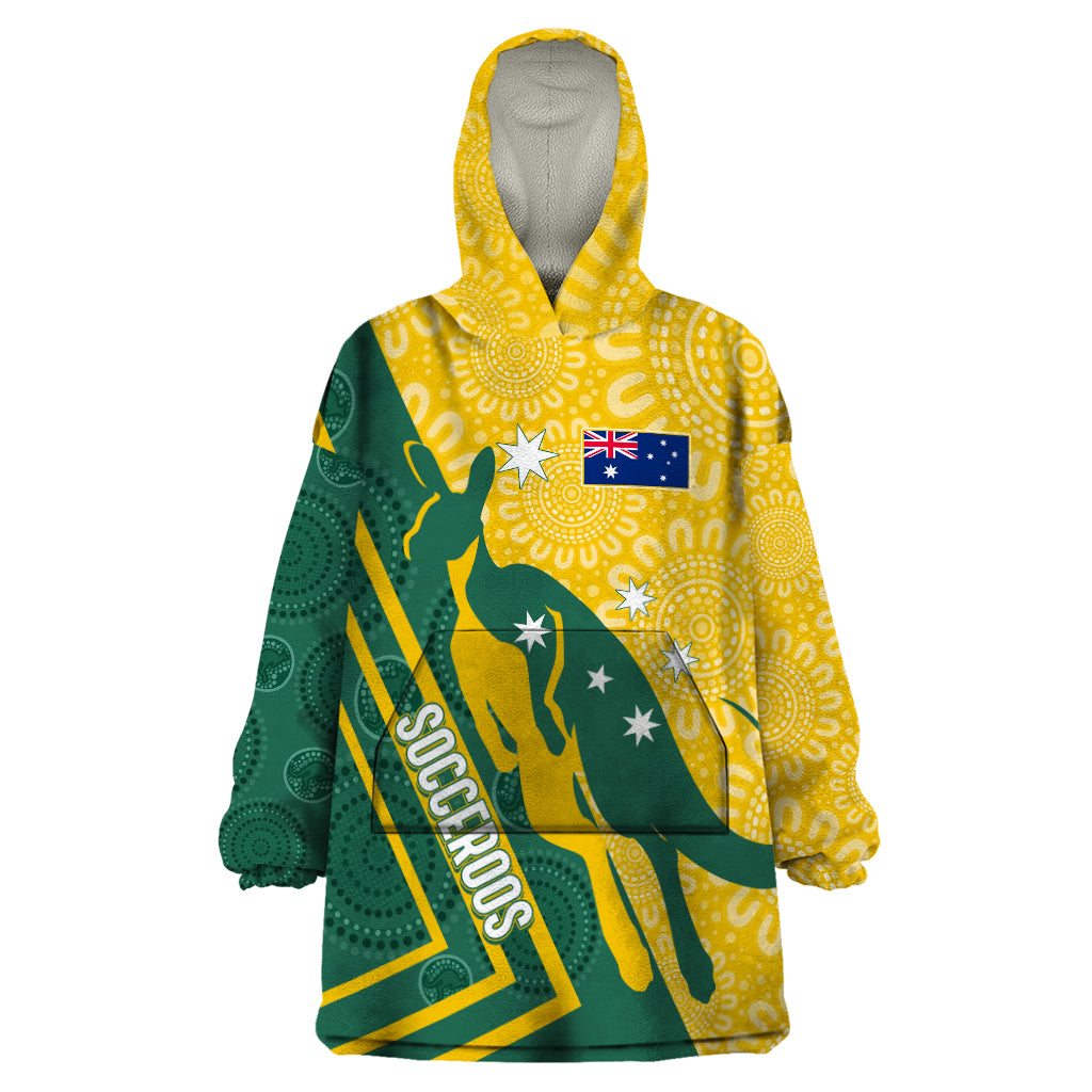 personalised-australia-socceroos-indigenous-wearable-blanket-hoodie-green-gold