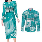 custom-brisbane-cricket-indigenous-couples-matching-long-sleeve-bodycon-dress-and-long-sleeve-button-shirt-feel-the-heat
