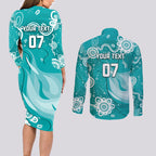 custom-brisbane-cricket-indigenous-couples-matching-long-sleeve-bodycon-dress-and-long-sleeve-button-shirt-feel-the-heat