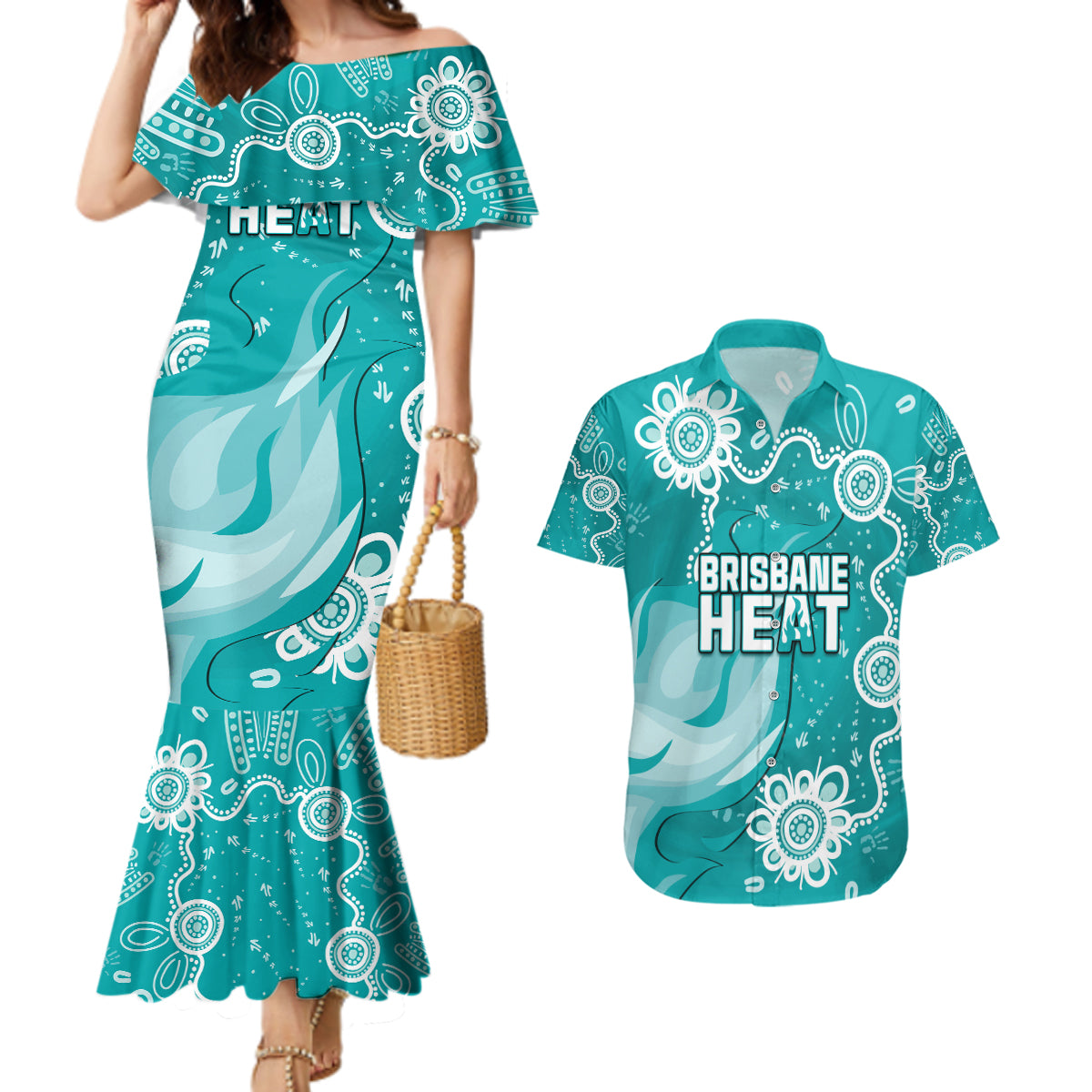 custom-brisbane-cricket-indigenous-couples-matching-mermaid-dress-and-hawaiian-shirt-feel-the-heat
