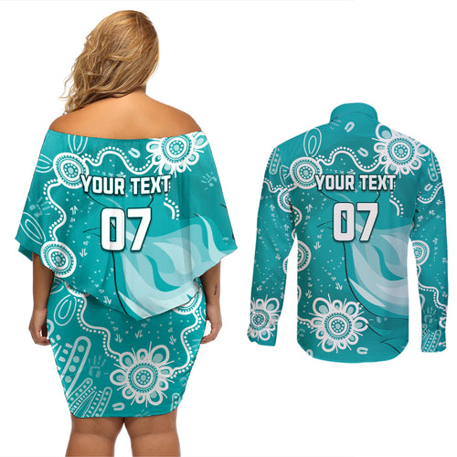 custom-brisbane-cricket-indigenous-couples-matching-off-shoulder-short-dress-and-long-sleeve-button-shirt-feel-the-heat