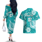 custom-brisbane-cricket-indigenous-couples-matching-off-the-shoulder-long-sleeve-dress-and-hawaiian-shirt-feel-the-heat