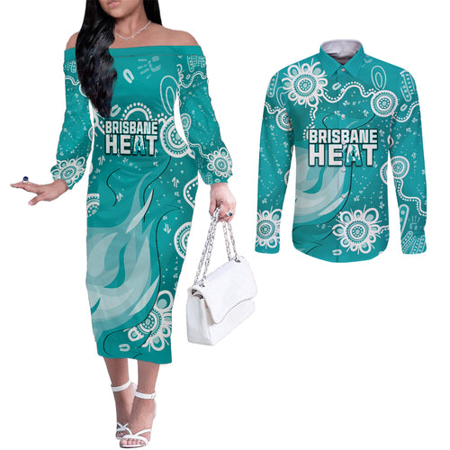 custom-brisbane-cricket-indigenous-couples-matching-off-the-shoulder-long-sleeve-dress-and-long-sleeve-button-shirt-feel-the-heat