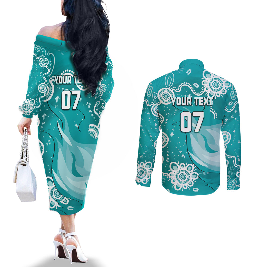 custom-brisbane-cricket-indigenous-couples-matching-off-the-shoulder-long-sleeve-dress-and-long-sleeve-button-shirt-feel-the-heat