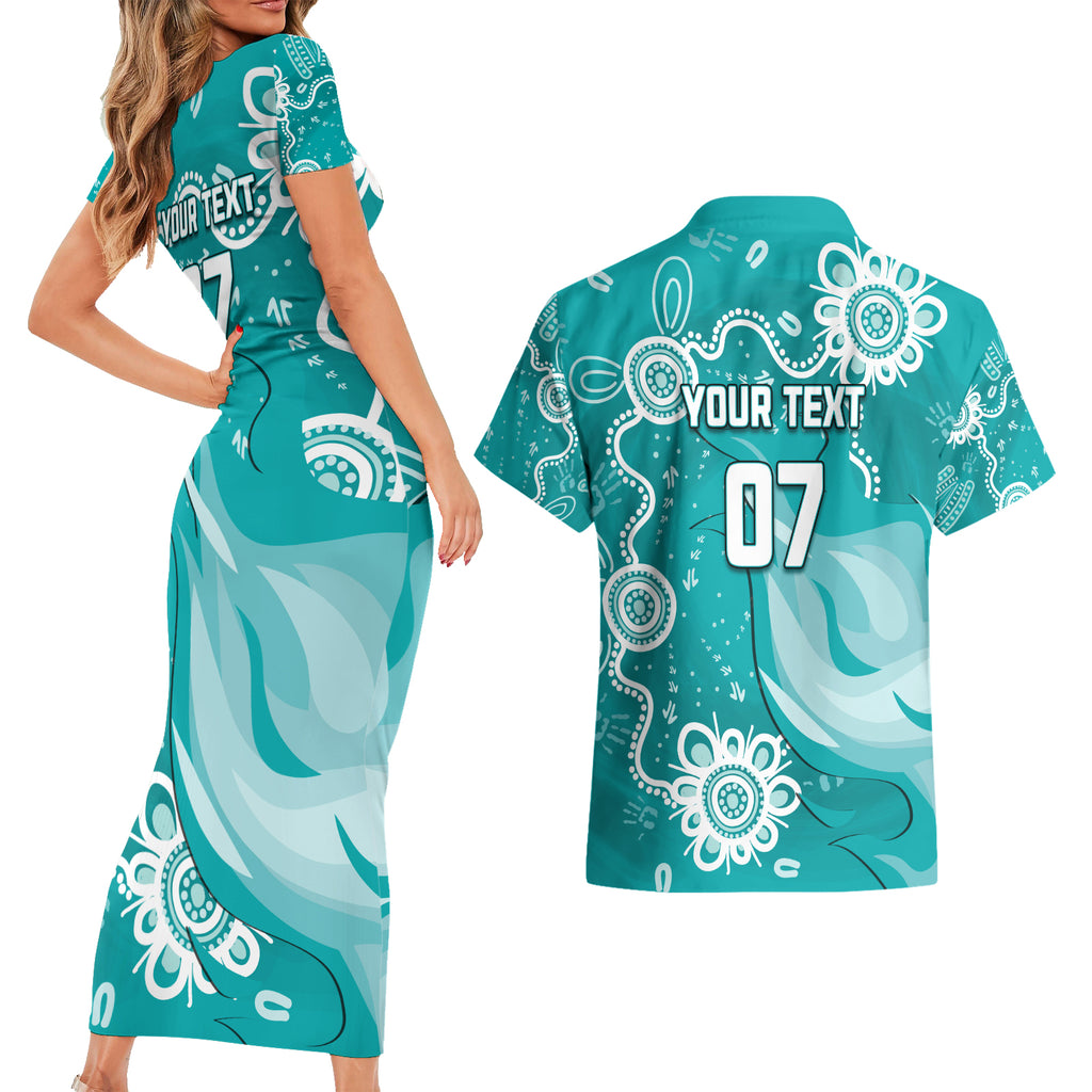 custom-brisbane-cricket-indigenous-couples-matching-short-sleeve-bodycon-dress-and-hawaiian-shirt-feel-the-heat