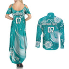 custom-brisbane-cricket-indigenous-couples-matching-summer-maxi-dress-and-long-sleeve-button-shirt-feel-the-heat