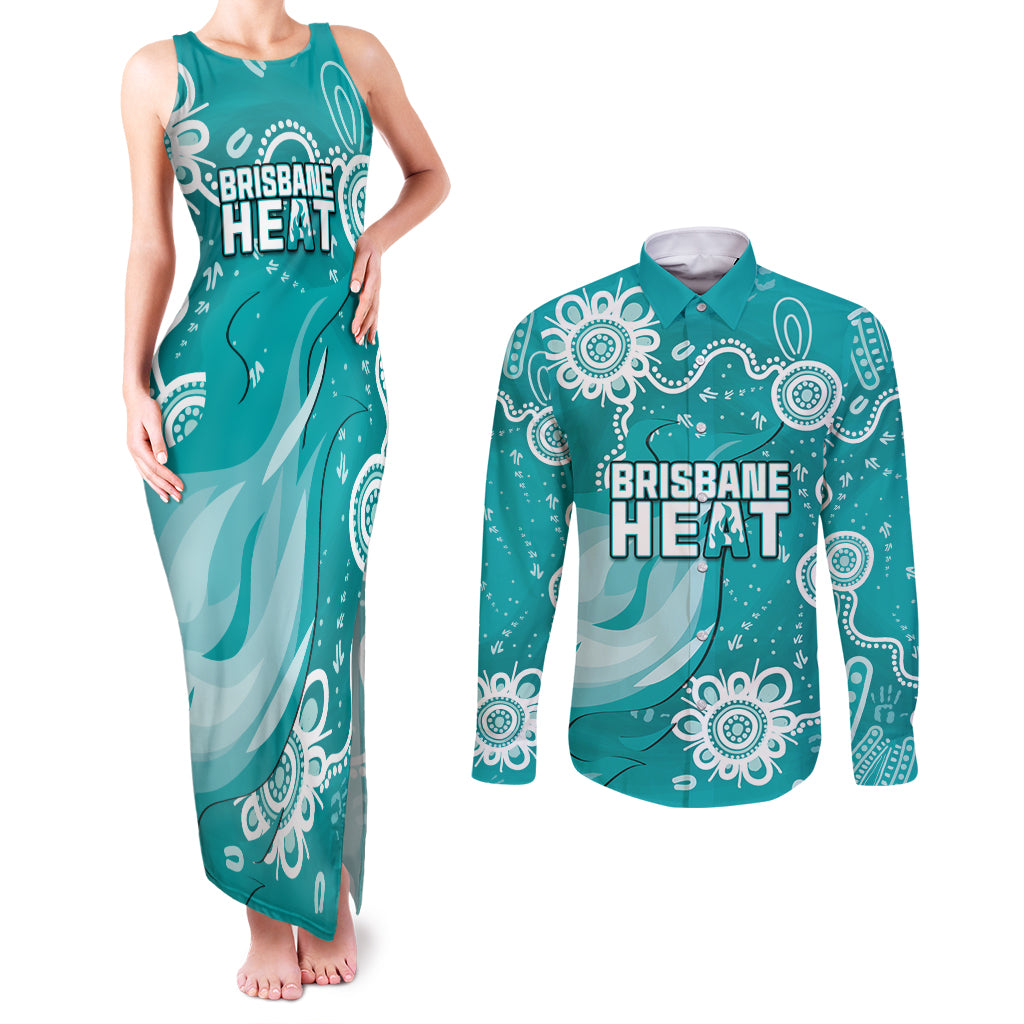 custom-brisbane-cricket-indigenous-couples-matching-tank-maxi-dress-and-long-sleeve-button-shirt-feel-the-heat