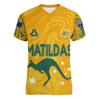 personalised-aussie-matildas-women-v-neck-t-shirt-2023-women-world-cup-marble-patterns