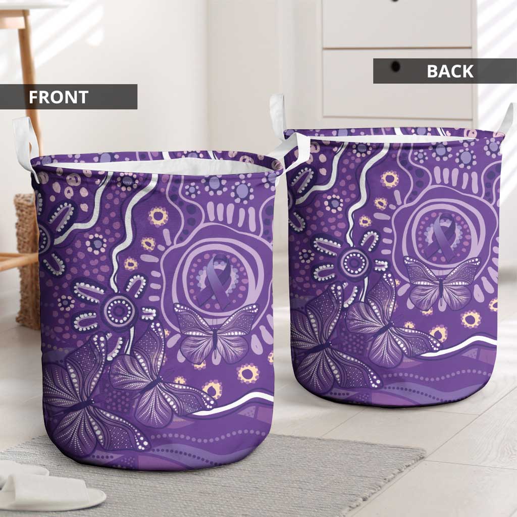 Australia Lupus Awareness Indigenous Laundry Basket Purple Ribbon Aboriginal Butterflies