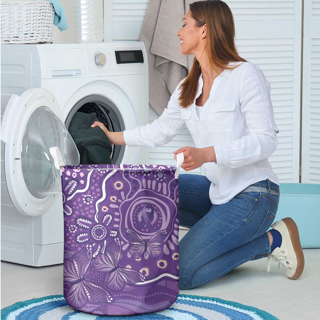 Australia Lupus Awareness Indigenous Laundry Basket Purple Ribbon Aboriginal Butterflies