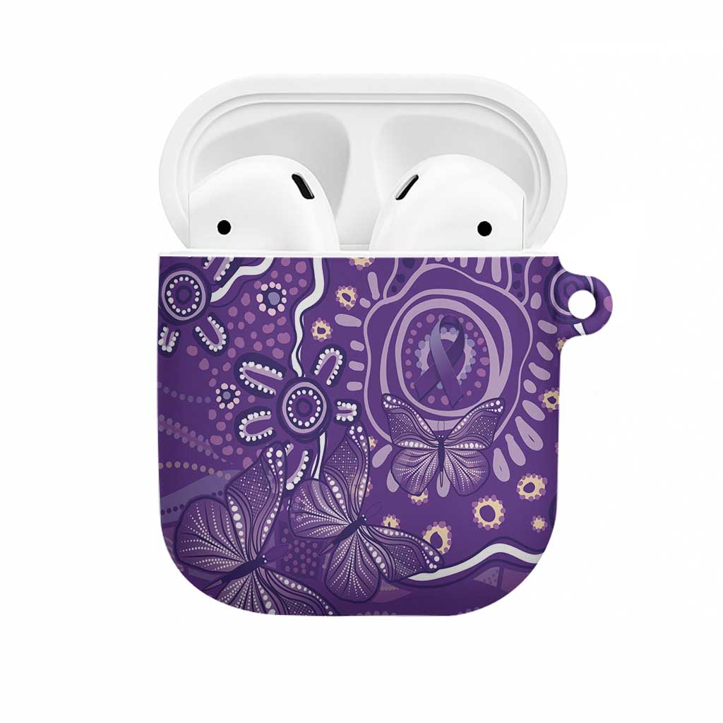 Australia Lupus Awareness Indigenous AirPods Case Purple Ribbon Aboriginal Butterflies