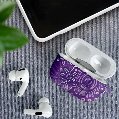 Australia Lupus Awareness Indigenous AirPods Case Purple Ribbon Aboriginal Butterflies