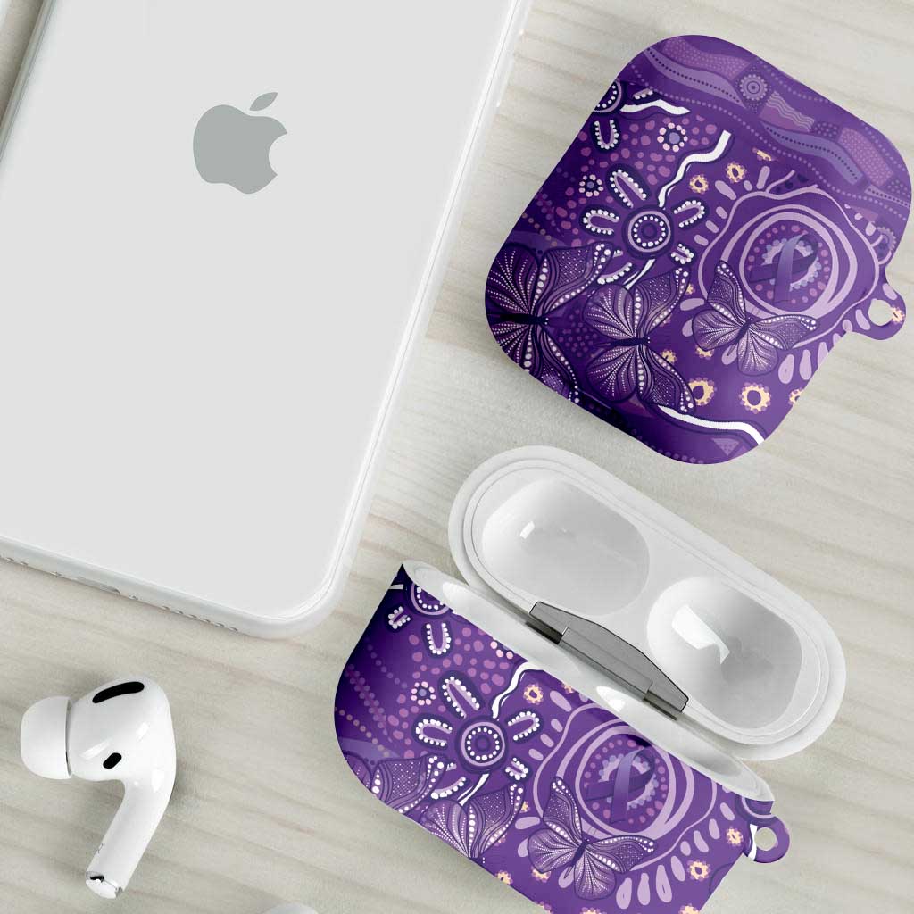 Australia Lupus Awareness Indigenous AirPods Case Purple Ribbon Aboriginal Butterflies