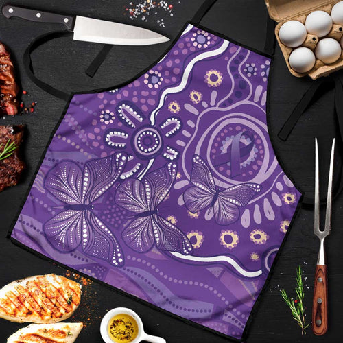 Australia Lupus Awareness Indigenous Apron Purple Ribbon Aboriginal Butterflies