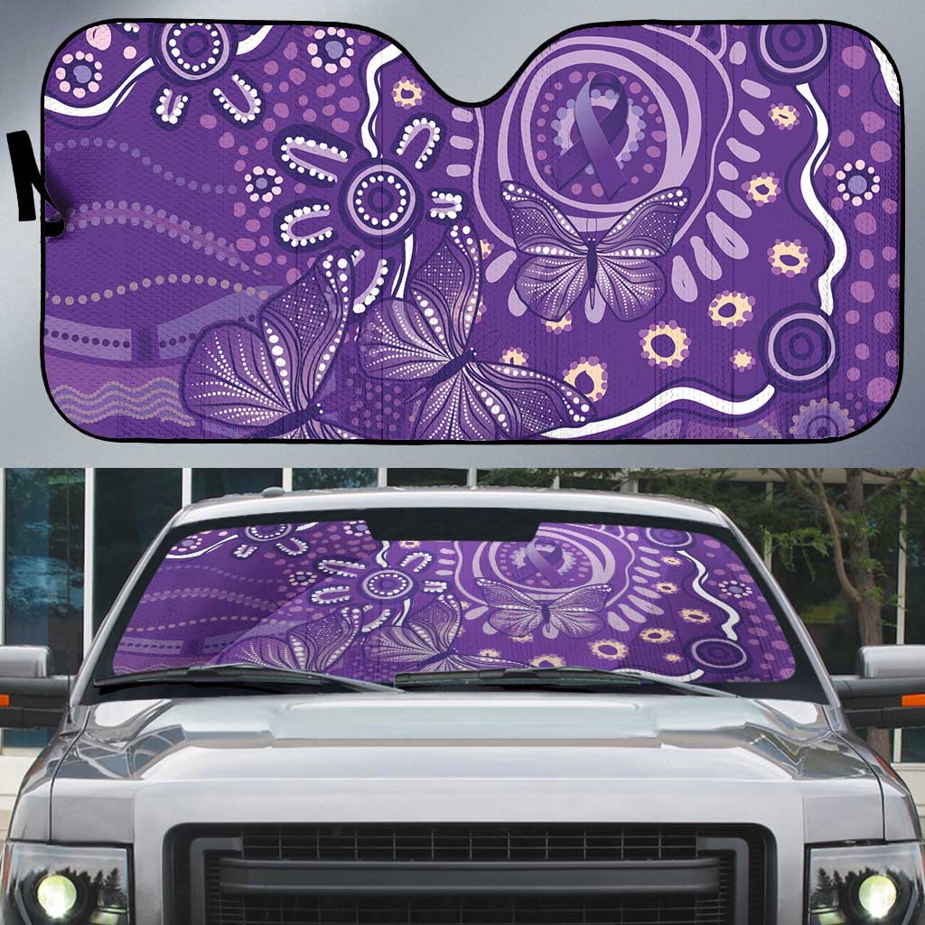 Australia Lupus Awareness Indigenous Auto Sun Shade Purple Ribbon Aboriginal Butterflies