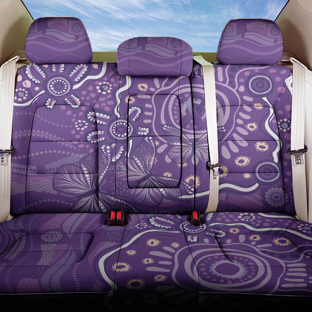 Australia Lupus Awareness Indigenous Back Car Seat Cover Purple Ribbon Aboriginal Butterflies