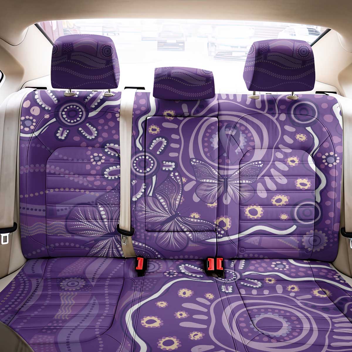 Australia Lupus Awareness Indigenous Back Car Seat Cover Purple Ribbon Aboriginal Butterflies