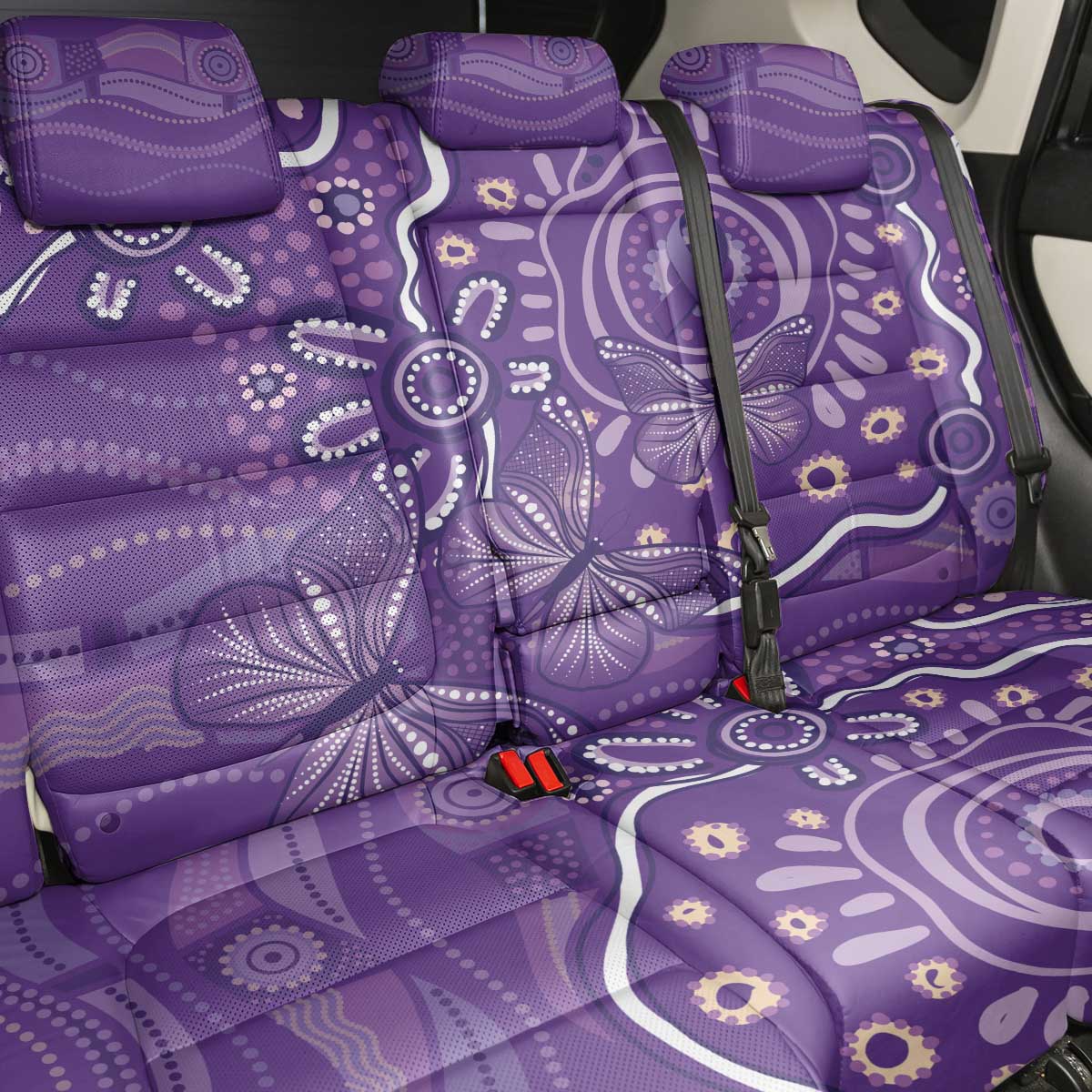 Australia Lupus Awareness Indigenous Back Car Seat Cover Purple Ribbon Aboriginal Butterflies