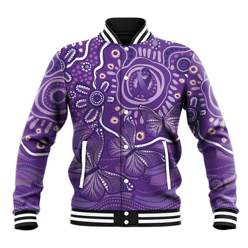 Australia Lupus Awareness Indigenous Baseball Jacket Purple Ribbon Aboriginal Butterflies