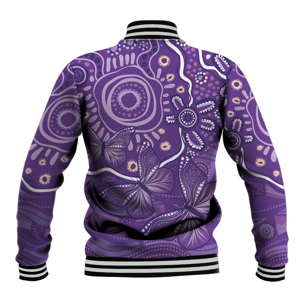 Australia Lupus Awareness Indigenous Baseball Jacket Purple Ribbon Aboriginal Butterflies