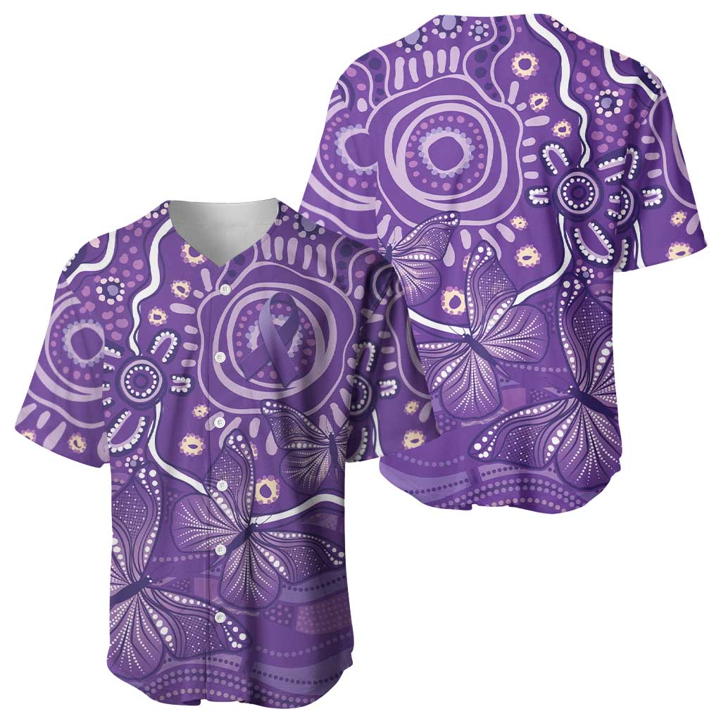 Australia Lupus Awareness Indigenous Baseball Jersey Purple Ribbon Aboriginal Butterflies