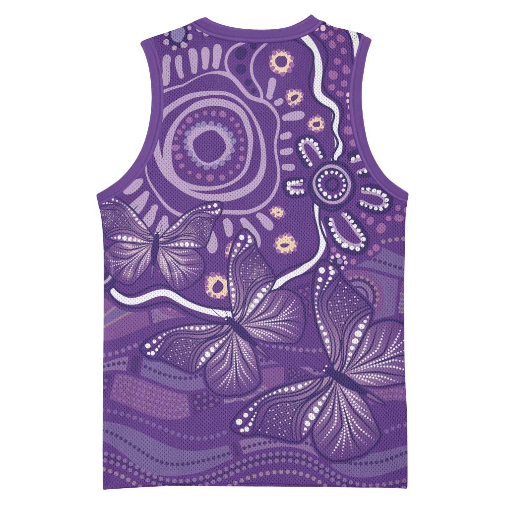 Australia Lupus Awareness Indigenous Basketball Jersey Purple Ribbon Aboriginal Butterflies