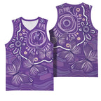 Australia Lupus Awareness Indigenous Basketball Jersey Purple Ribbon Aboriginal Butterflies