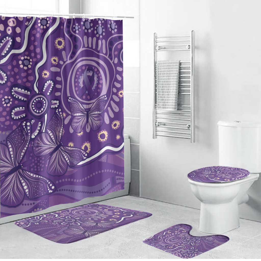 Australia Lupus Awareness Indigenous Bathroom Set Purple Ribbon Aboriginal Butterflies
