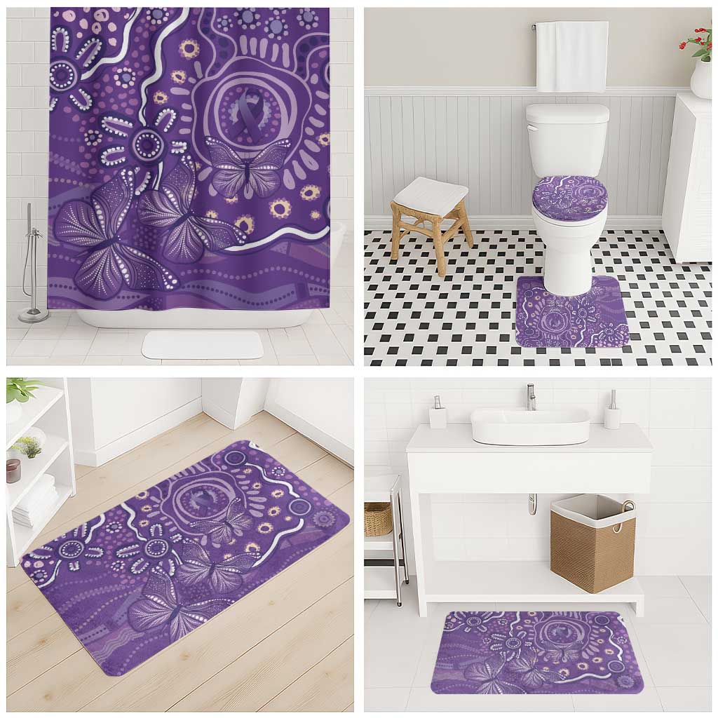 Australia Lupus Awareness Indigenous Bathroom Set Purple Ribbon Aboriginal Butterflies