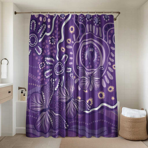 Australia Lupus Awareness Indigenous Bathroom Set Purple Ribbon Aboriginal Butterflies