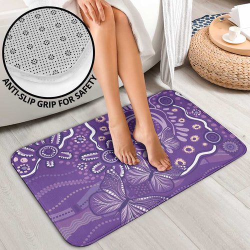 Australia Lupus Awareness Indigenous Bathroom Set Purple Ribbon Aboriginal Butterflies