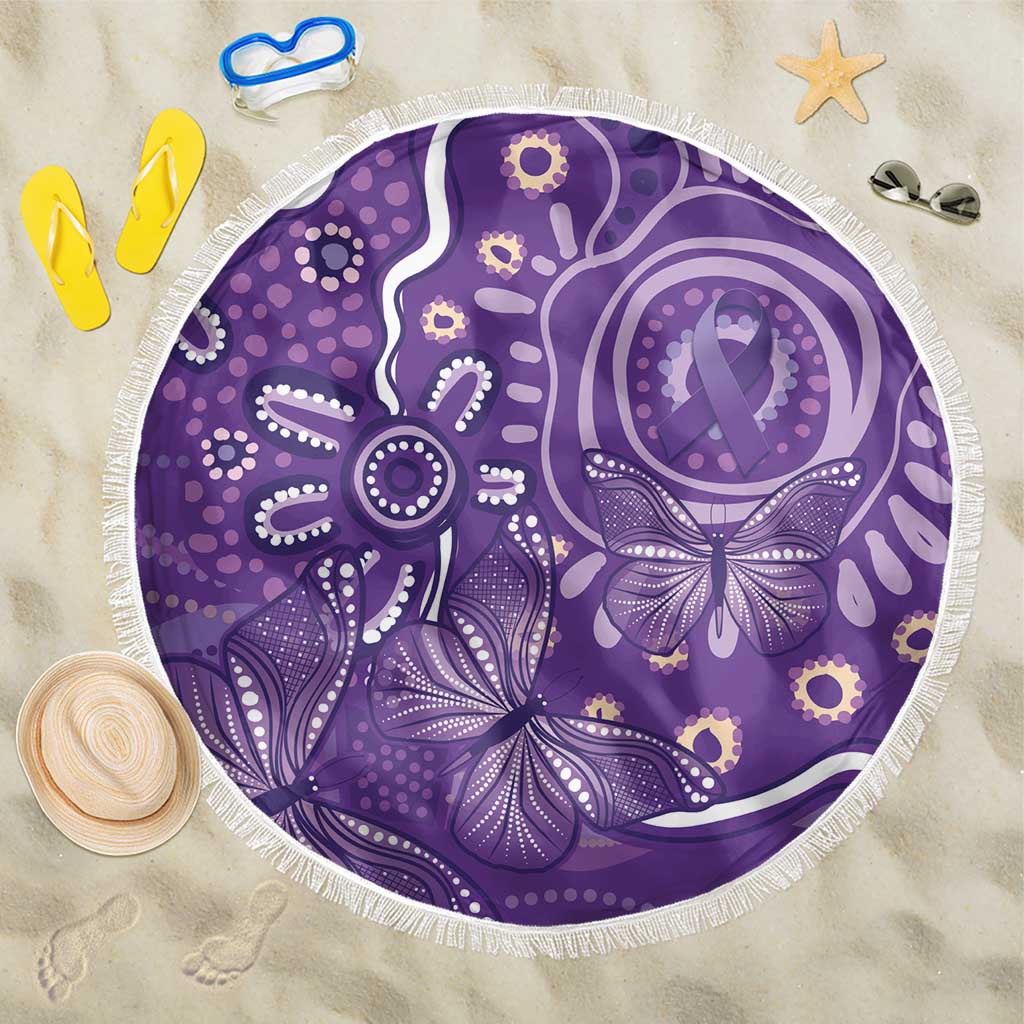 Australia Lupus Awareness Indigenous Beach Blanket Purple Ribbon Aboriginal Butterflies