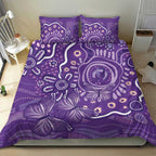 Australia Lupus Awareness Indigenous Bedding Set Purple Ribbon Aboriginal Butterflies
