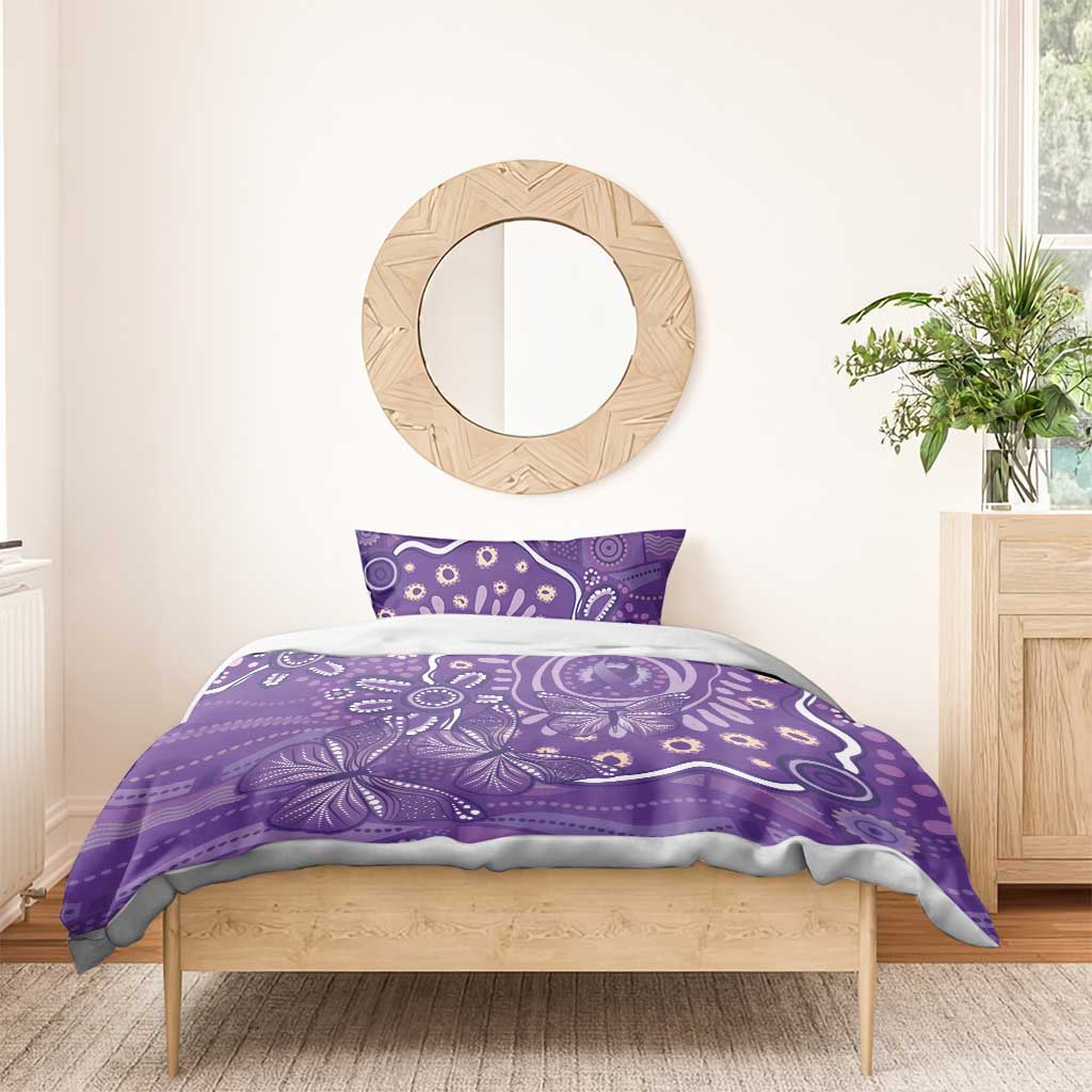 Australia Lupus Awareness Indigenous Bedding Set Purple Ribbon Aboriginal Butterflies