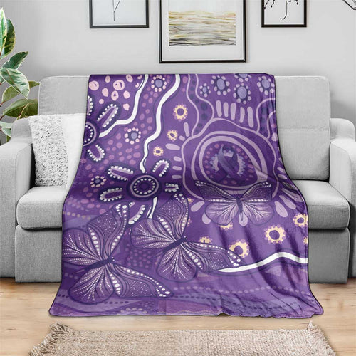 Australia Lupus Awareness Indigenous Blanket Purple Ribbon Aboriginal Butterflies
