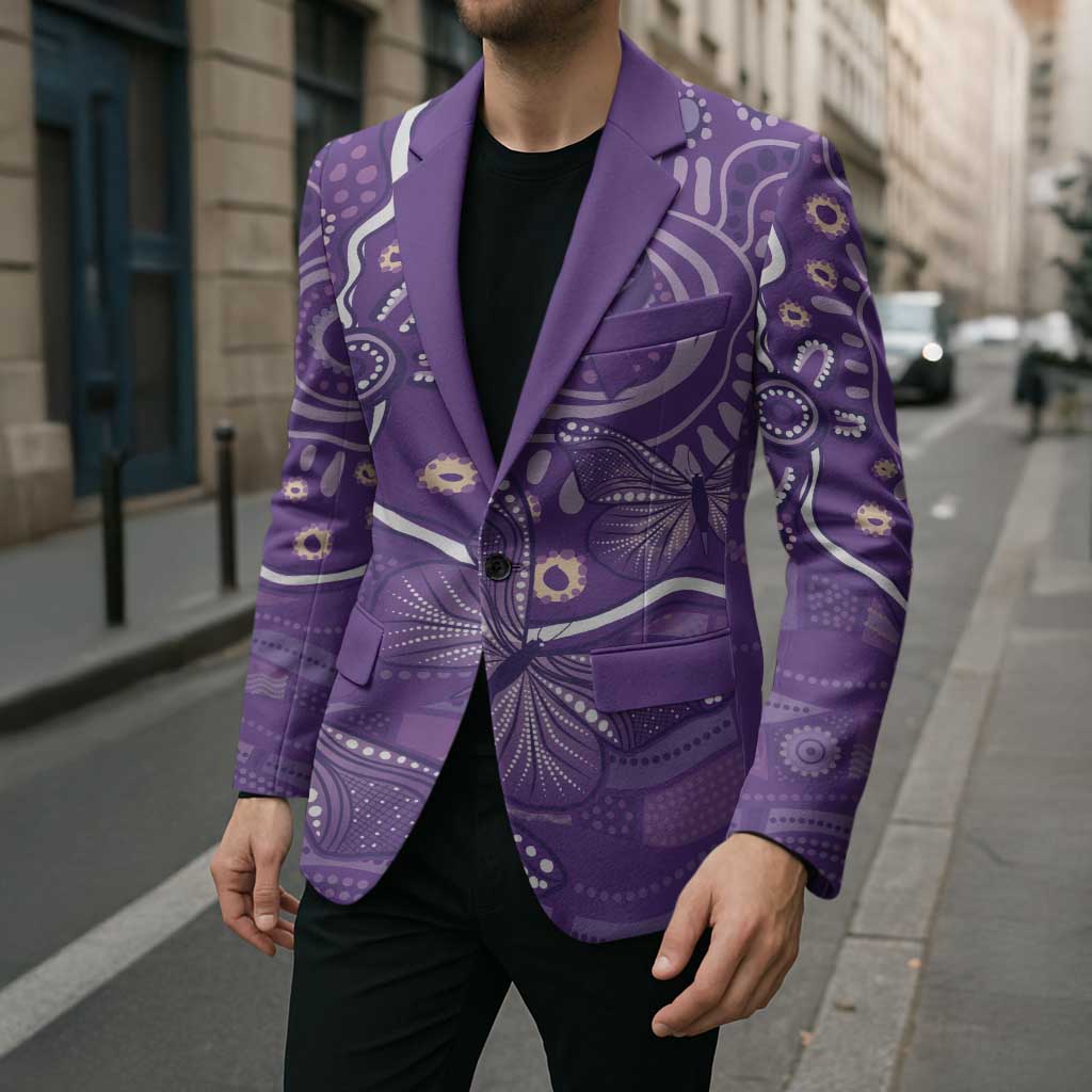 Australia Lupus Awareness Indigenous Blazer Purple Ribbon Aboriginal Butterflies