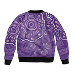 Australia Lupus Awareness Indigenous Bomber Jacket Purple Ribbon Aboriginal Butterflies