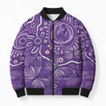 Australia Lupus Awareness Indigenous Bomber Puffer Jacket Purple Ribbon Aboriginal Butterflies