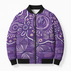Australia Lupus Awareness Indigenous Bomber Puffer Jacket Purple Ribbon Aboriginal Butterflies