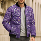 Australia Lupus Awareness Indigenous Bomber Puffer Jacket Purple Ribbon Aboriginal Butterflies