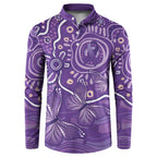 Australia Lupus Awareness Indigenous Button Sweatshirt Purple Ribbon Aboriginal Butterflies