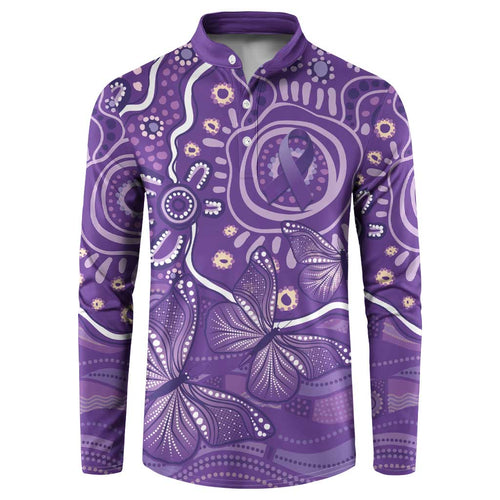Australia Lupus Awareness Indigenous Button Sweatshirt Purple Ribbon Aboriginal Butterflies