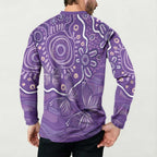Australia Lupus Awareness Indigenous Button Sweatshirt Purple Ribbon Aboriginal Butterflies