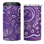 Australia Lupus Awareness Indigenous 4 in 1 Can Cooler Tumbler Purple Ribbon Aboriginal Butterflies