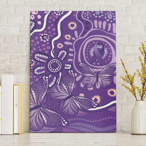 Australia Lupus Awareness Indigenous Canvas Wall Art Purple Ribbon Aboriginal Butterflies