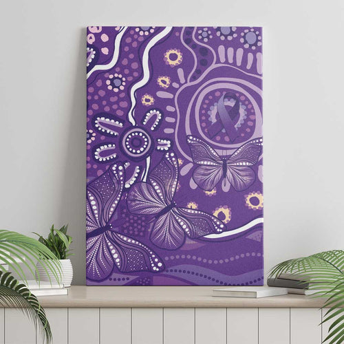 Australia Lupus Awareness Indigenous Canvas Wall Art Purple Ribbon Aboriginal Butterflies