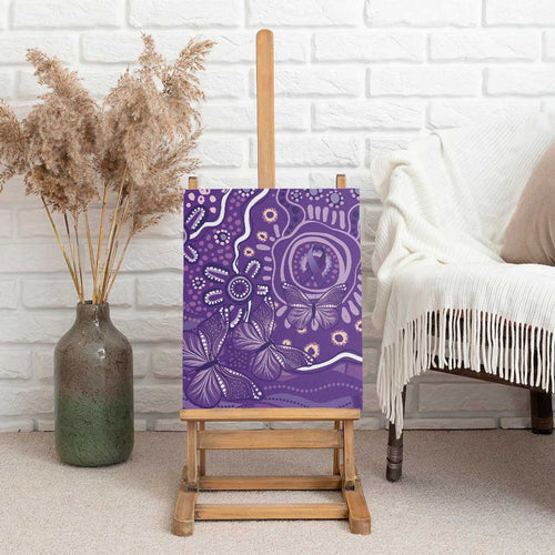 Australia Lupus Awareness Indigenous Canvas Wall Art Purple Ribbon Aboriginal Butterflies