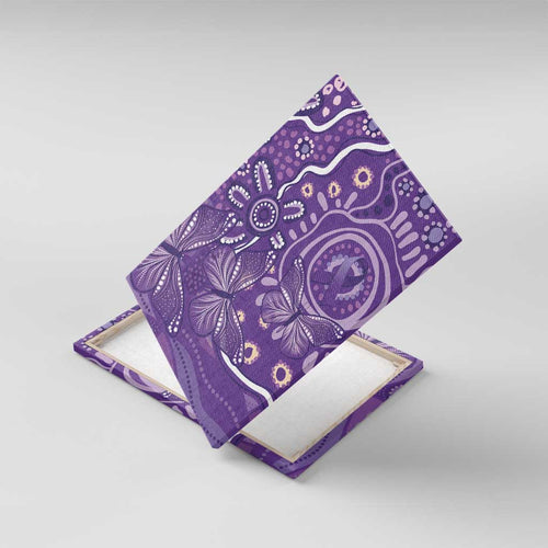 Australia Lupus Awareness Indigenous Canvas Wall Art Purple Ribbon Aboriginal Butterflies